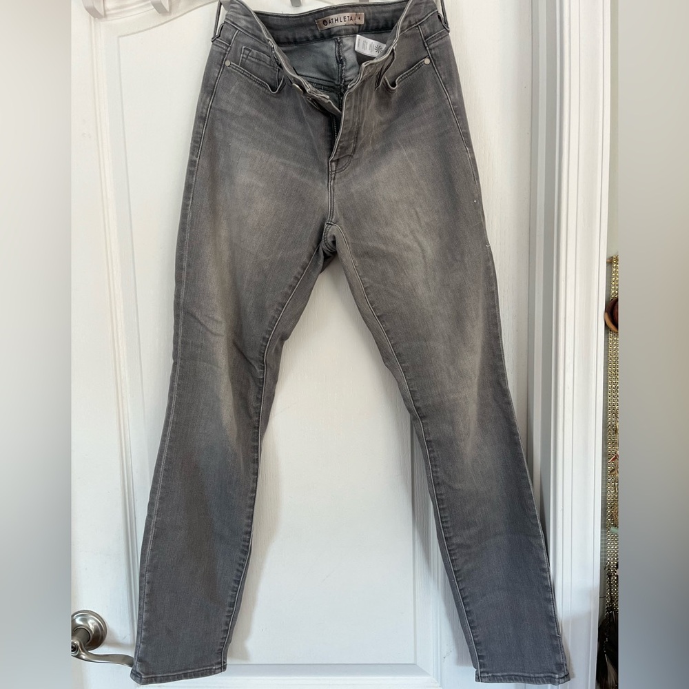 ATHLETA light gray SCULPTEK skinny jeans YOGA denim size 4